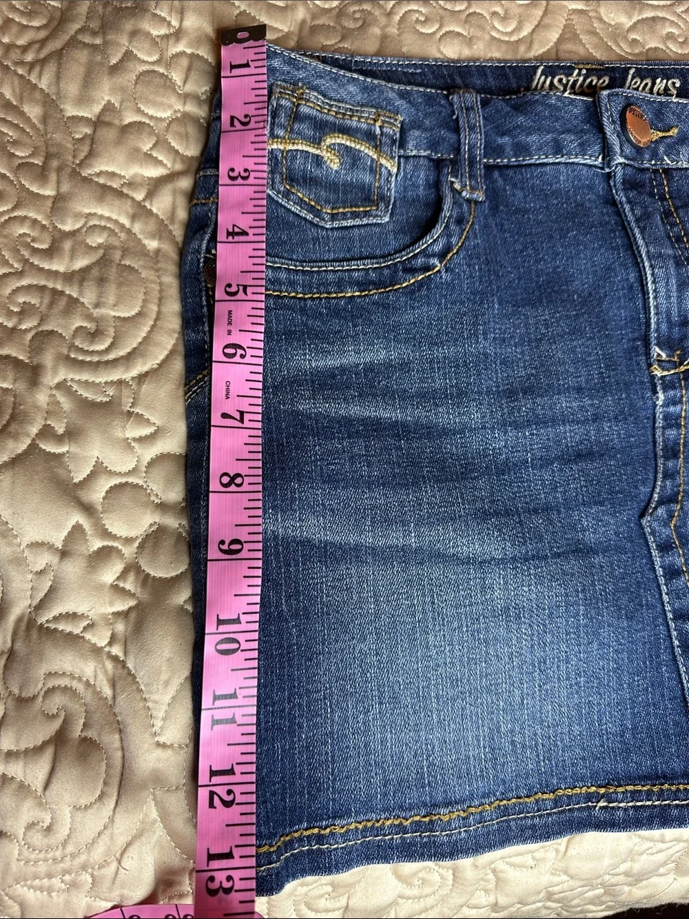 Justice Blue Denim Mini 14 Skirt with built in shorts Contrast Stitching‎